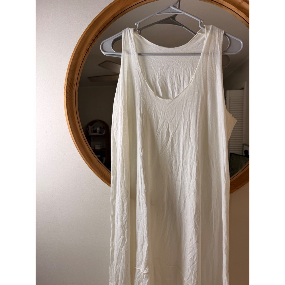 Unbranded Tunic Dress Womens OS White Excellent Boho Sharkbite Hem Sleeveless - Picture 4 of 5